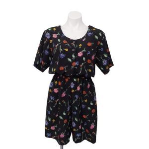 Vintage Bonnie Blain Black Floral Romper